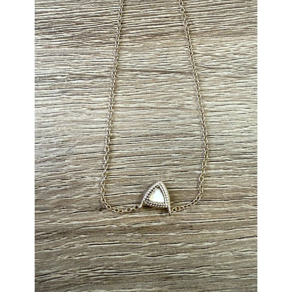 Kendra Scott Perry Pendant Necklace Gold Tone Drusy Triangle - Picture 3 of 4